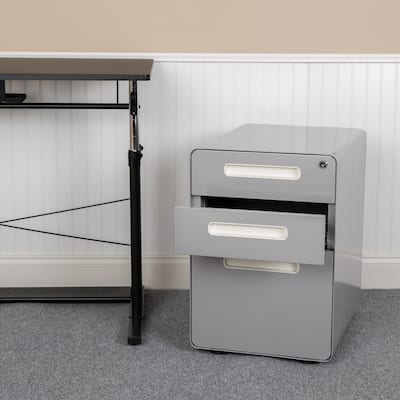 Ergonomic 3-Drawer Mobile Locking Filing Cabinet Storage Organizer