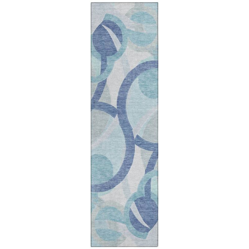 Machine Washable Indoor/Outdoor Contemporary Deco Chantille Rug