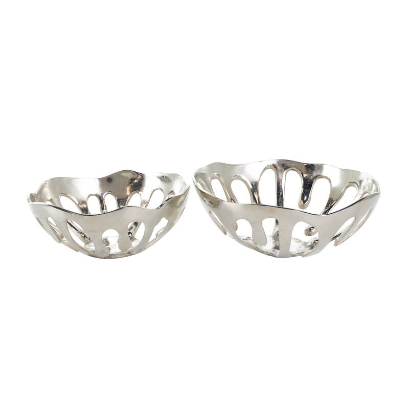 Aluminum Metal Drip Decorative Bowl with Open Frame Design (Set of 2)