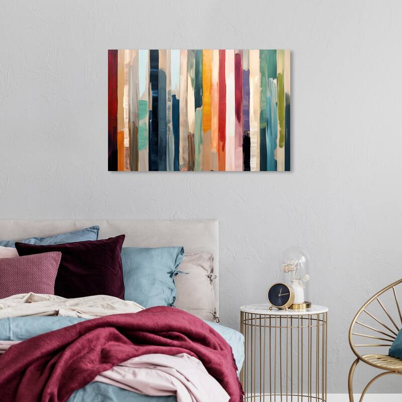 Wynwood Studio Canvas Abstract Thin Skyscrapers Blue and Modern & Contemporary Wall Art Canvas Print - 36 x 24