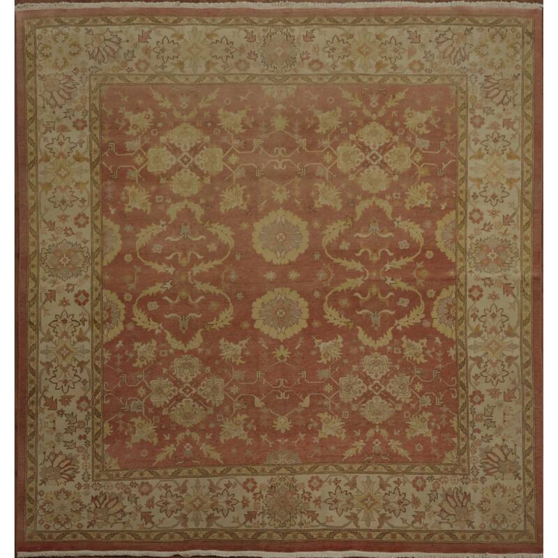 Hand Knotted Oriental 100% Wool Carpet Traditional Floral Oranges & Rust Ziegler Area Rug - 8' 2'' X 7' 9''