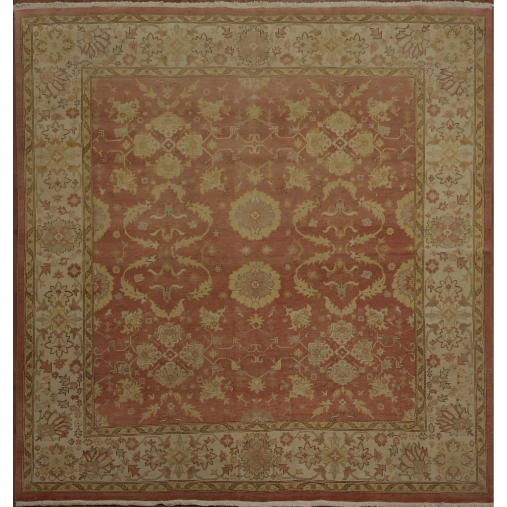 Hand Knotted Oriental 100% Wool Carpet Traditional Floral Oranges & Rust Ziegler Area Rug - 8' 2'' X 7' 9''