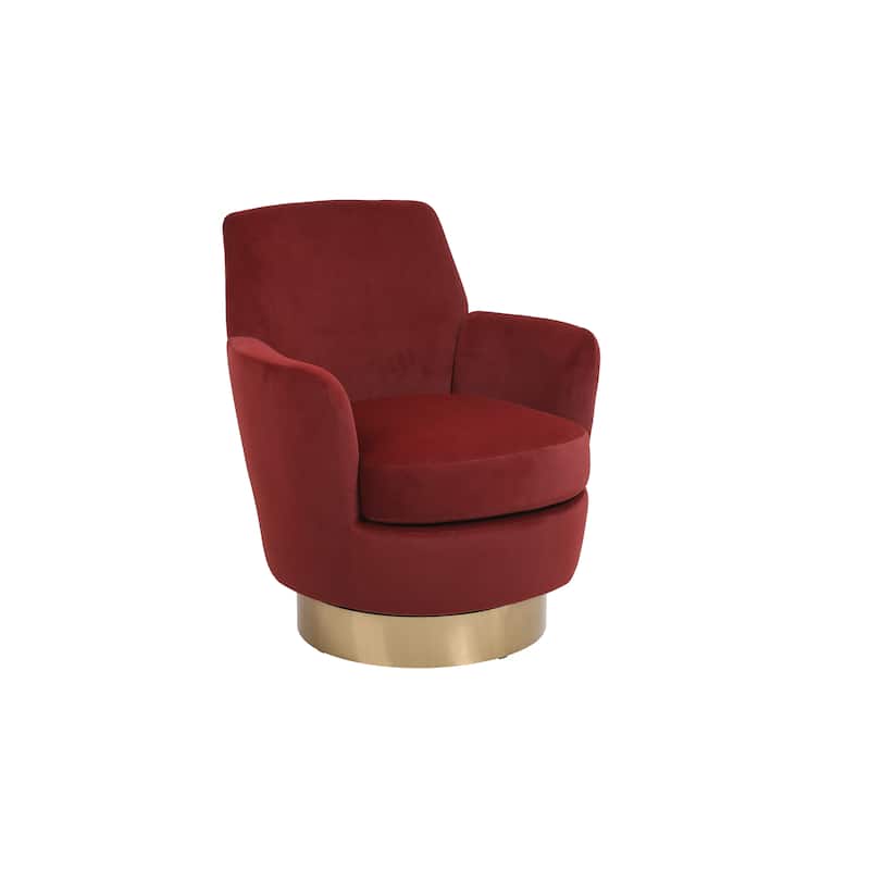 Velvet Swivel Barrel Chair for Living Room, 360° Swivel Accent Chair with Arms, Modern Round Barrel Armchair for Reading Corner