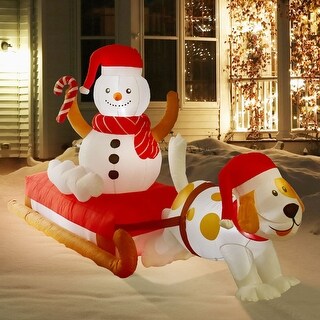 Sled Christmas Inflatables, Snowman Snow Sled Yard Inflatable, Blow Up ...