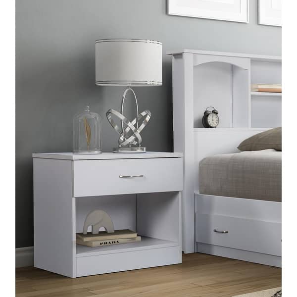 slide 2 of 10, OS Home and Office Furniture Model 6002 One Drawer White Nightstand