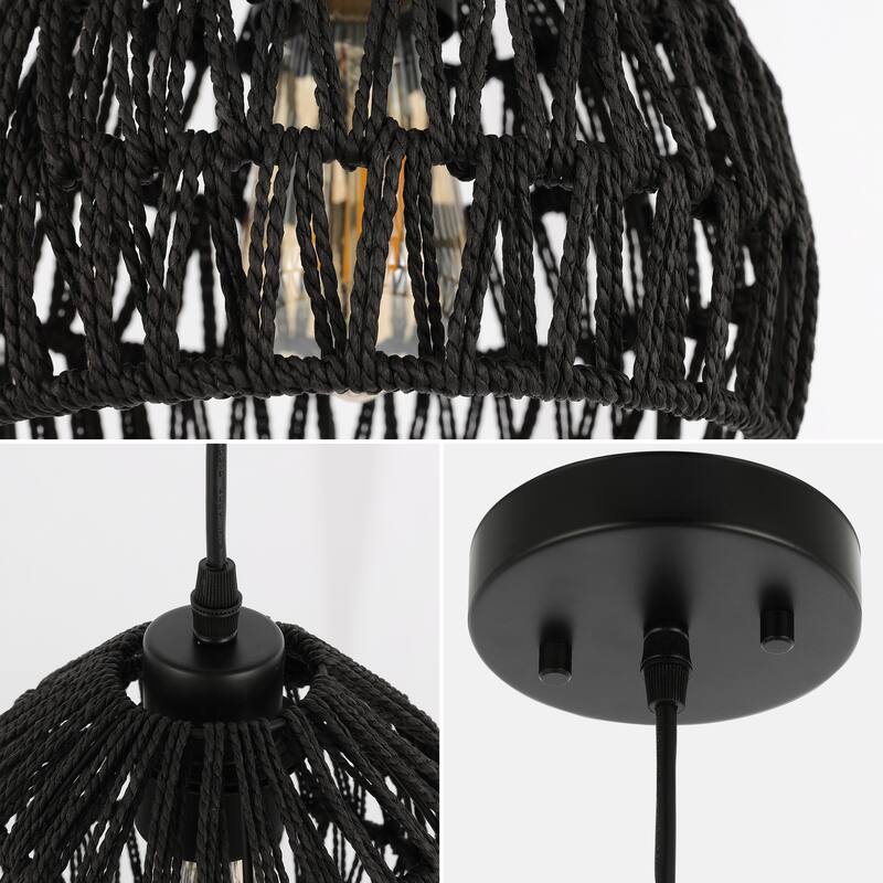 Jigu 1-Light Woven Rattan/Iron LED Pendant, by JONATHAN Y