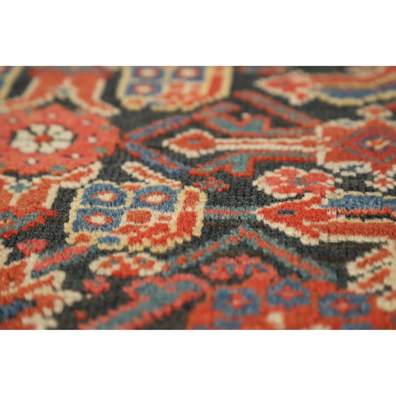 Hand Knotted Oriental 100% Wool Carpet Traditional All-Over Navy Blue & Blues Malayer Runner Rug - 16' 9'' X 3' 7''
