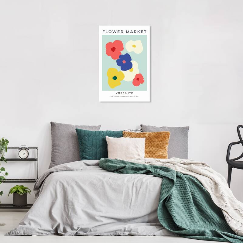 Wynwood Studio Canvas Floral and Botanical Flower Market Yosemite Blue and Modern & Contemporary Wall Art Canvas Print