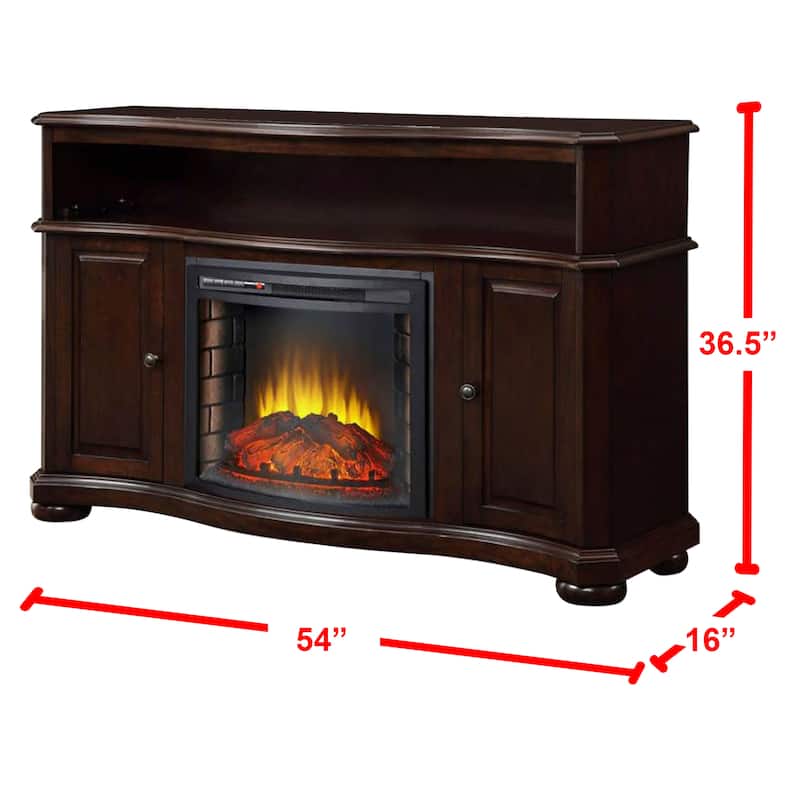 Pleasant Hearth Merrill 54" TV Stand with Electric Fireplace in Merlot - 54 inches in width