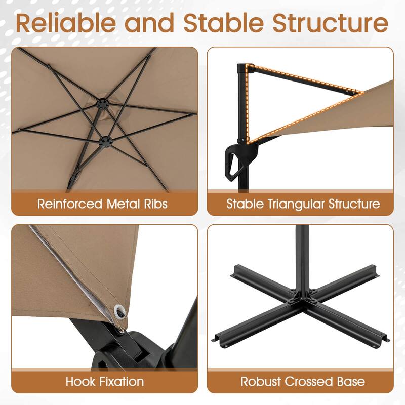 Costway 9 FT Cantilever Patio Umbrella Offset Hanging Umbrella with