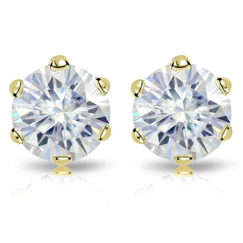 Auriya 1ctw Round Moissanite Stud Earrings 18k Gold - 5 mm