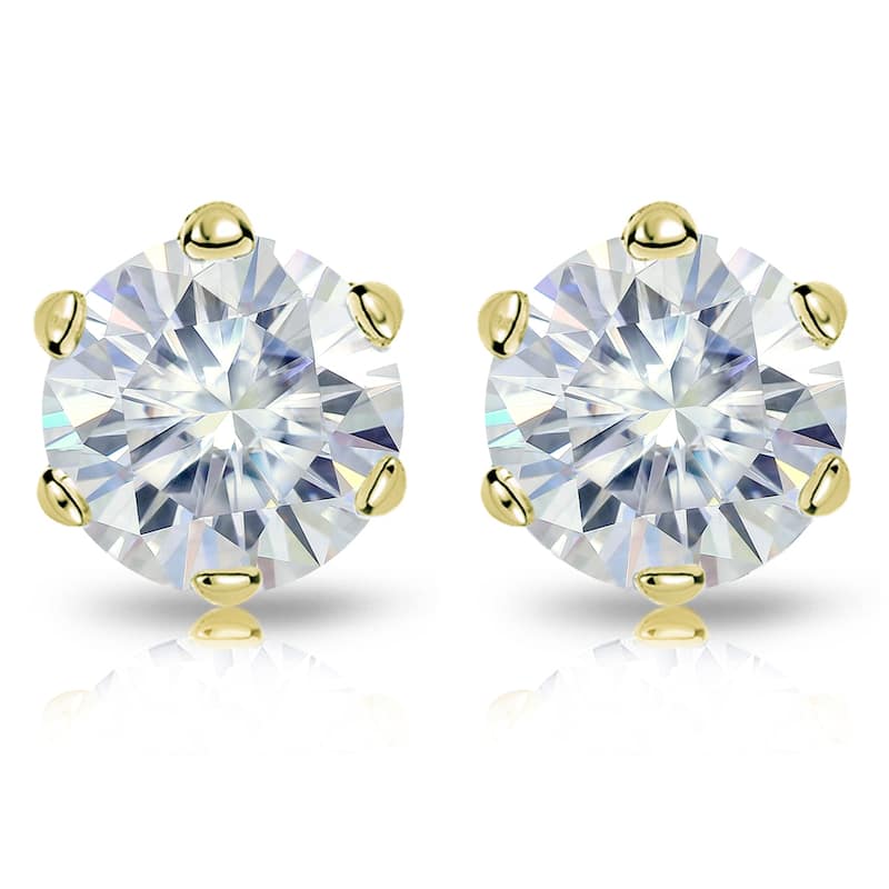 Auriya 2 1/2ctw Round Moissanite Stud Earrings 18k Gold - 7 mm