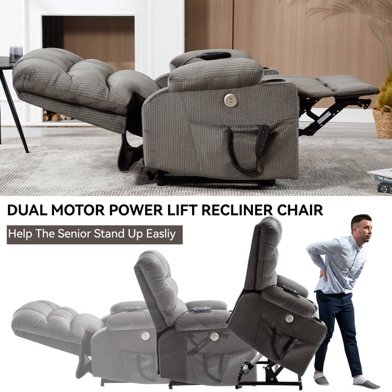 180° Power Lift Recliner Chair with Massage & Heat, Dual Cup Holders