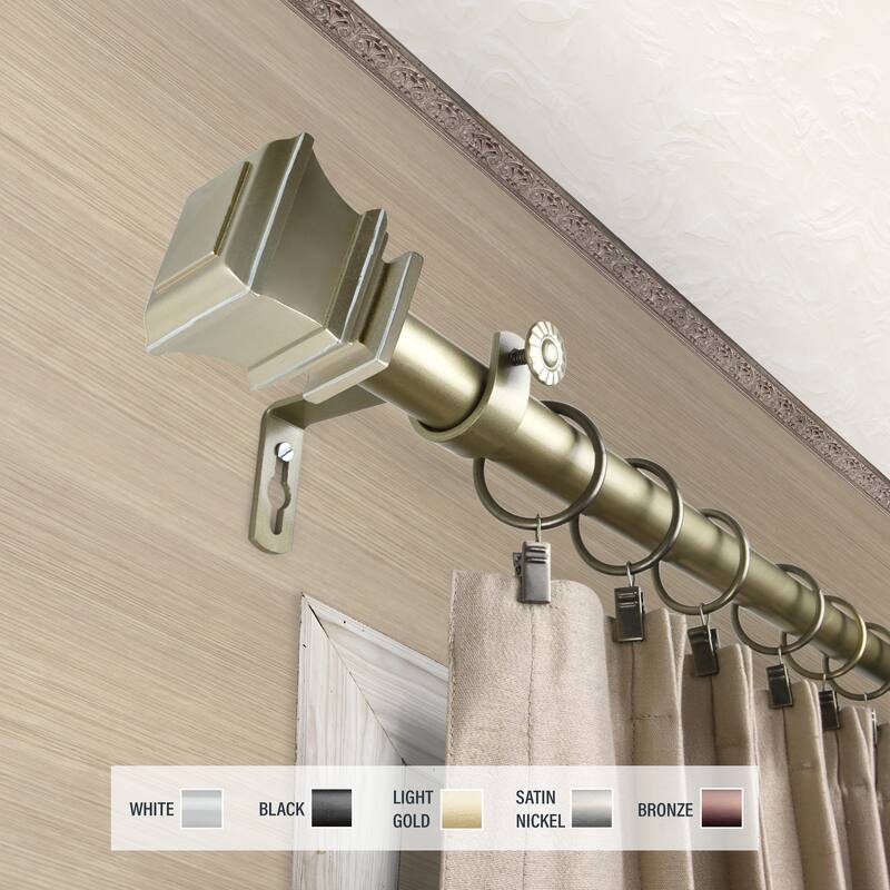 InStyleDesign Savre 1 inch Diameter Adjustable Curtain Rod - 66 to 120 inches - Light Gold