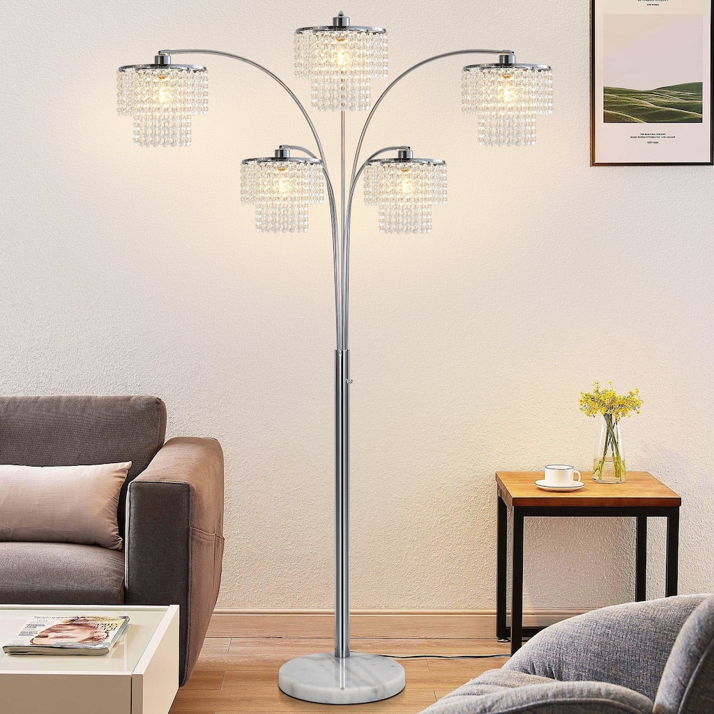 Brio 80" 5-Light Modern Crystal Arc Floor Lamp - 80
