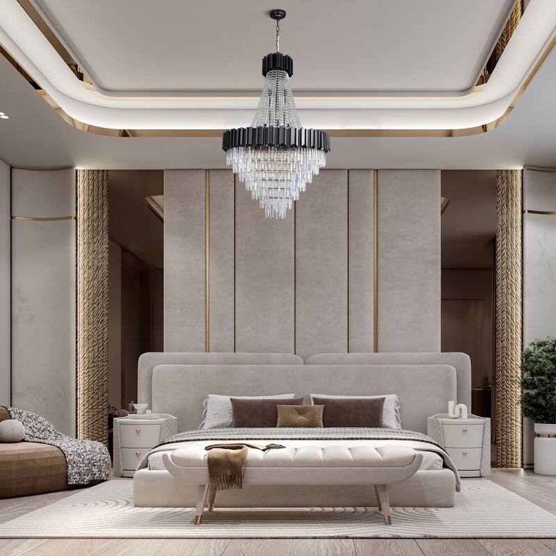 KAYLA Large Crystal Chandelier - 35.4"Modern 6-Tier 17-Light Chrome Ceiling Light, Luxury K9 Crystal