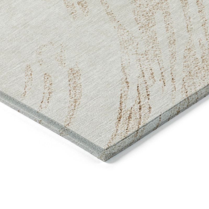 Machine Washable Indoor/Outdoor Contemporary Wave Chantille Rug