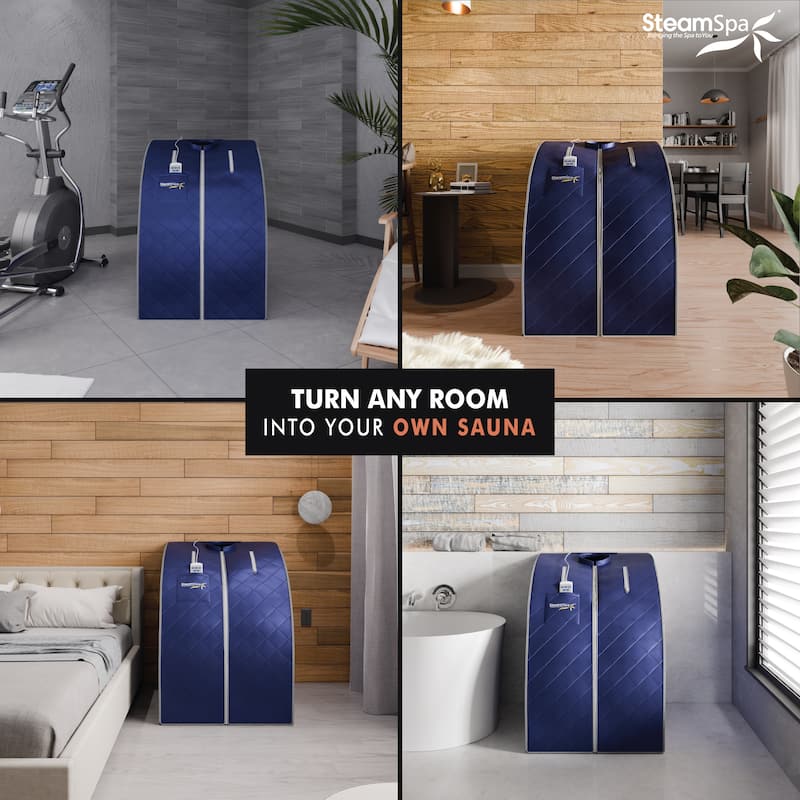 SteamSpa Portable 1-Person 1050 Watt Infrared Home Sauna with Digital Controller, Blue