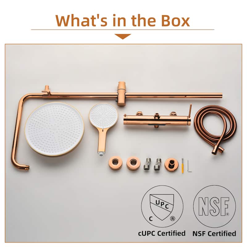 Modland Wall Mount 3-Function Shower System with 10" Rainfall, 1.59GPM, Matte Black/Rose Gold/Chrome