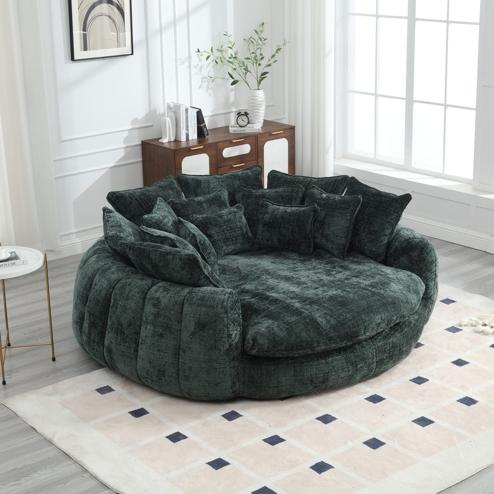 Comfortable Oversized Double Loaf High Back Round Sofa Bed with Armrests.