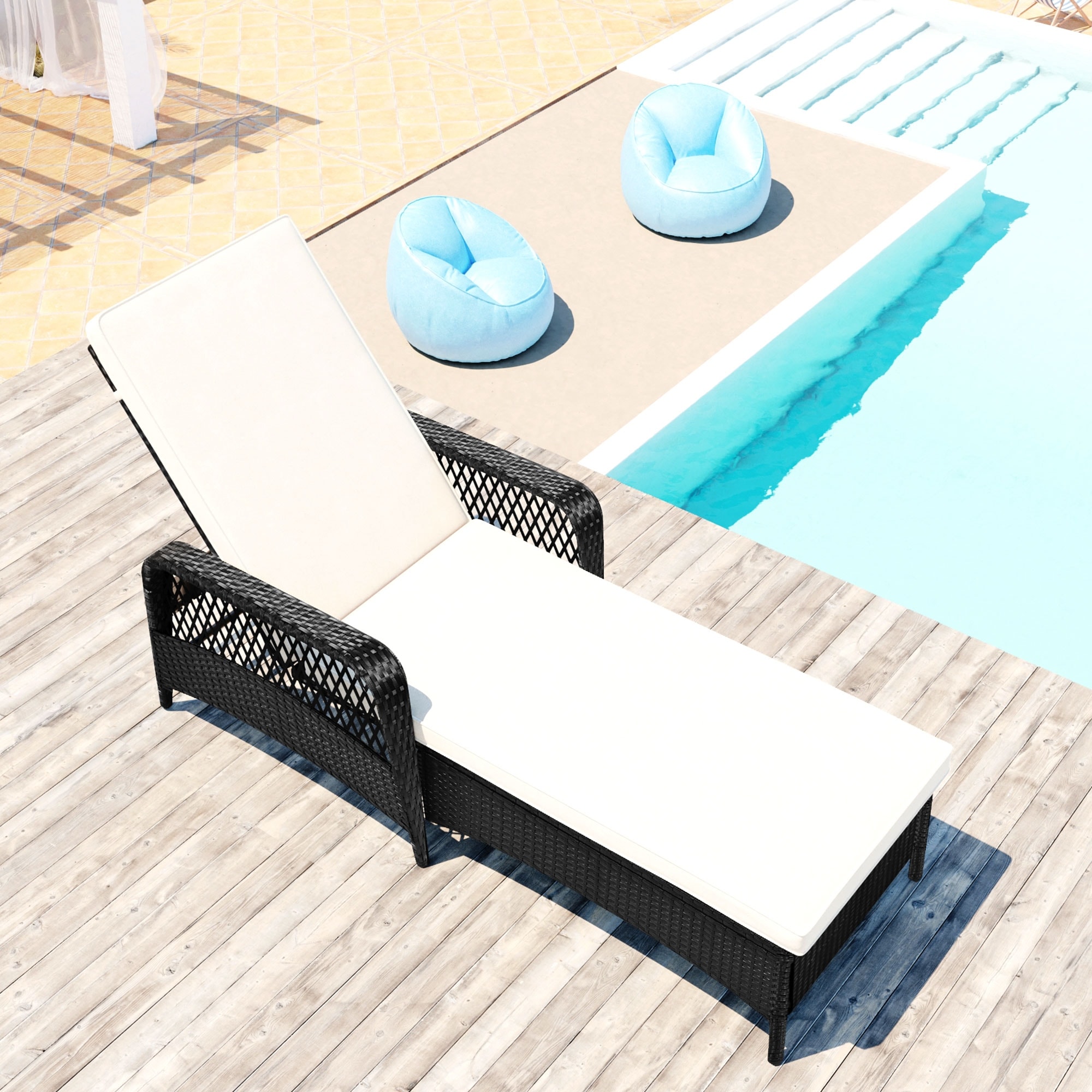 Sun lounger black rattan cheap