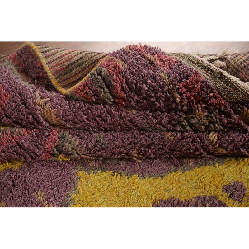 Purple Plush Moroccan Oriental Area Rug Handmade Wool Carpet - 9'0" x 12'8"