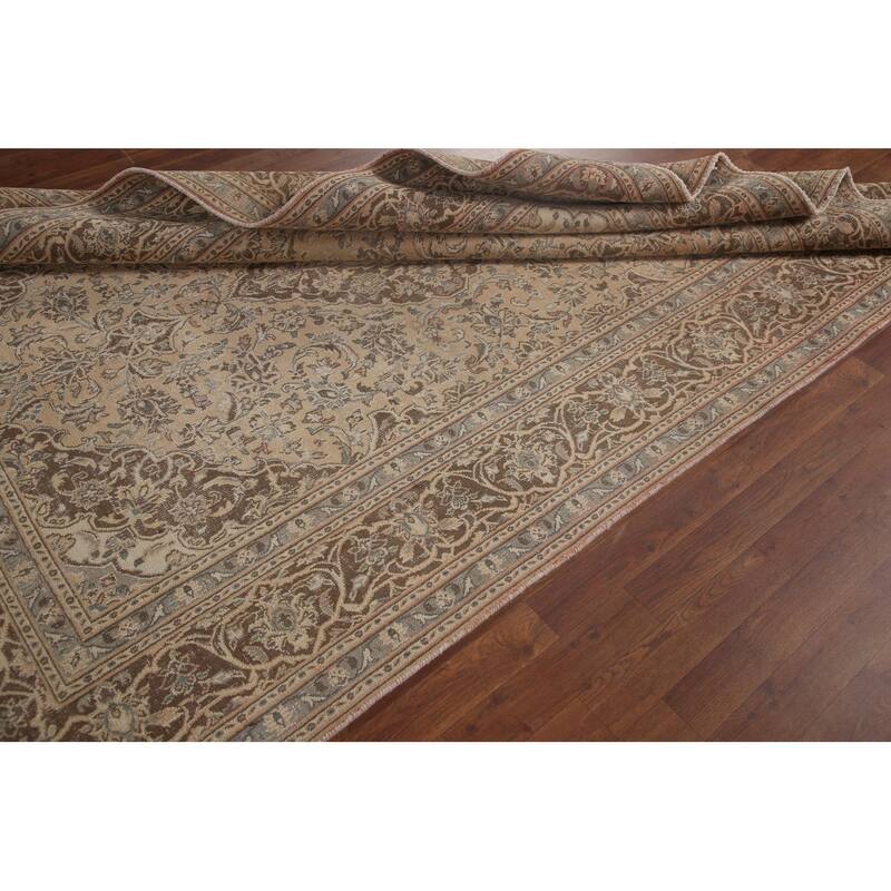 Distressed Mashad Persian Antique Area Rug Hand-knotted Wool Carpet - 6'3" x 9'0"