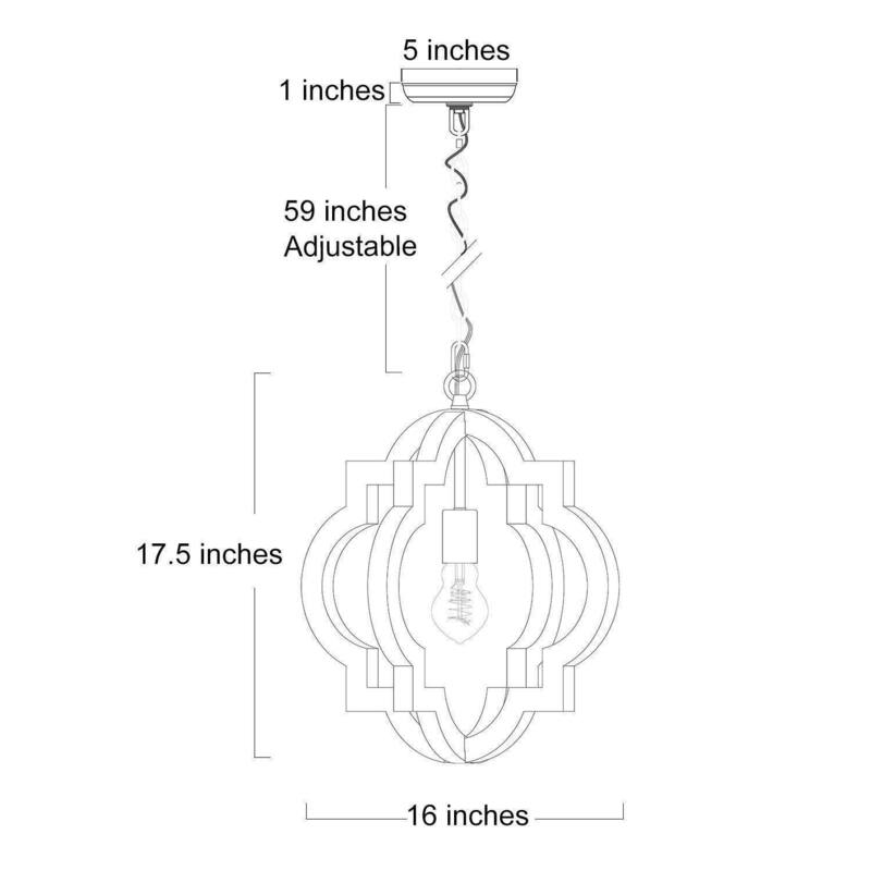 Farmhouse Rustic Wood 1-Light Lantern Chandelier Coastal Shabby Chic Style - D16"xH17.5"