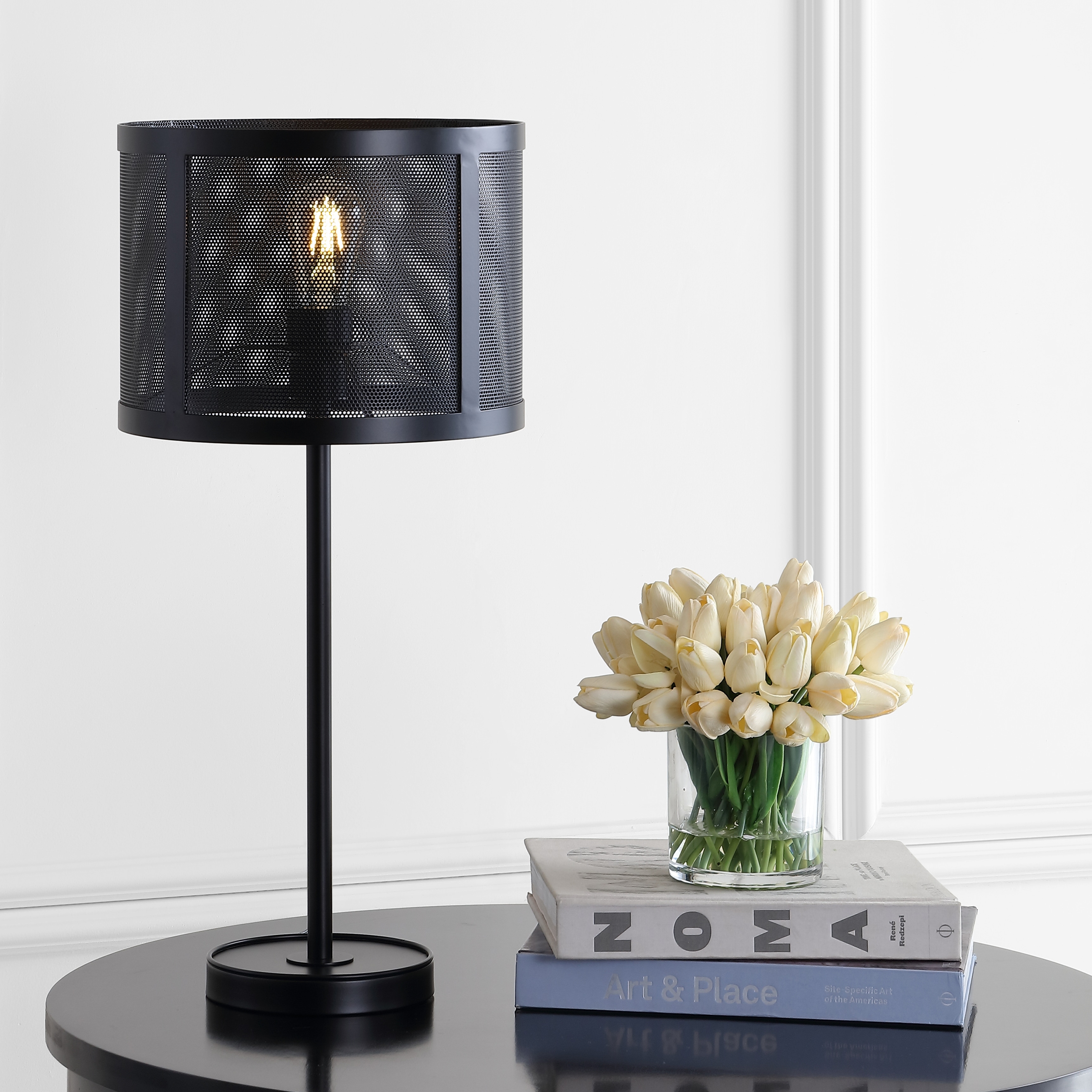 JONATHAN Y Alys 25" Minimalist Metal LED Table Lamp, Black