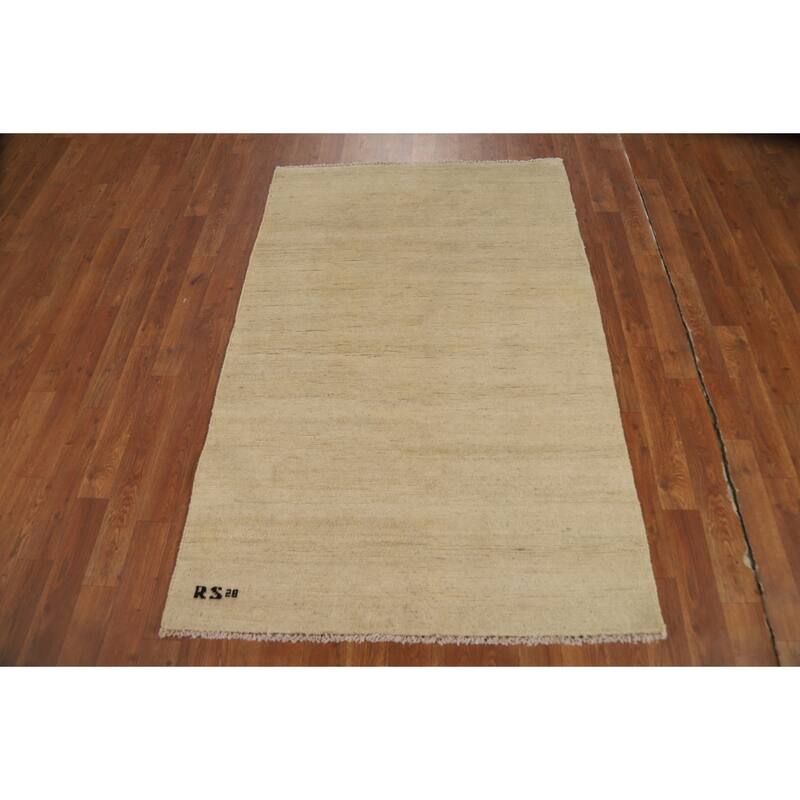 Modern Gabbeh Oriental Rug Handmade Solid Wool Carpet - 3'3"x 5'0"