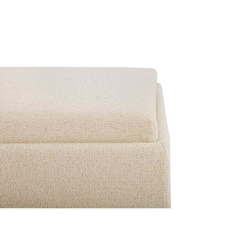 NADAAL STUDIOS Mirelda Ottoman, Flip-Top Upholstered Storage with Walnut-Look Tray Surface, Flecked Oat