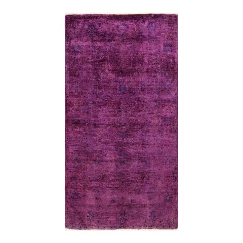Overton One-of-a-Kind Hand-Knotted Contemporary Overdyed Vibrance Purple Area Rug - 3' 10" x 5' 10"