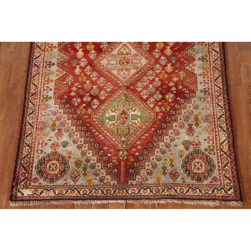Shiraz Persian Vintage Area Rug Handmade Wool Carpet - 3'9"x 5'4"