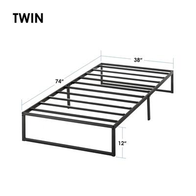 12" Twin Metal Platform Bed Frame with Steel Slats