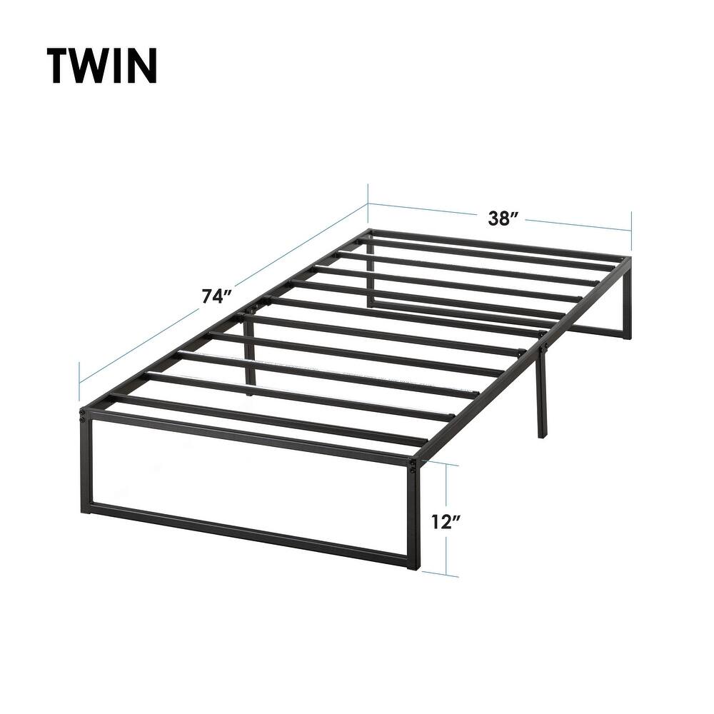 12" Twin Metal Platform Bed Frame with Steel Slats