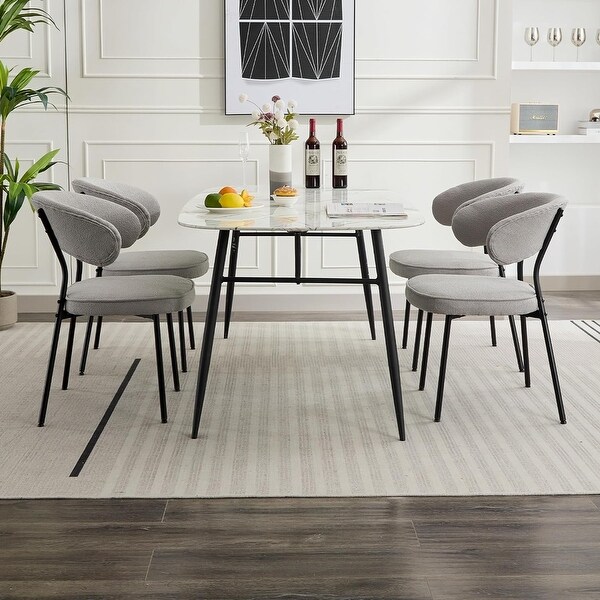 XINMICS Dining Chairs with Curved Backrest, Modern Fabric