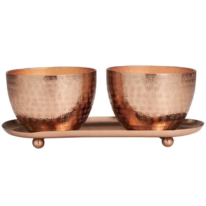 Silver or Gold or Copper Metal Scented Grid Patterned 10 oz 1 Wick Candle with White Wax (Set of 2)