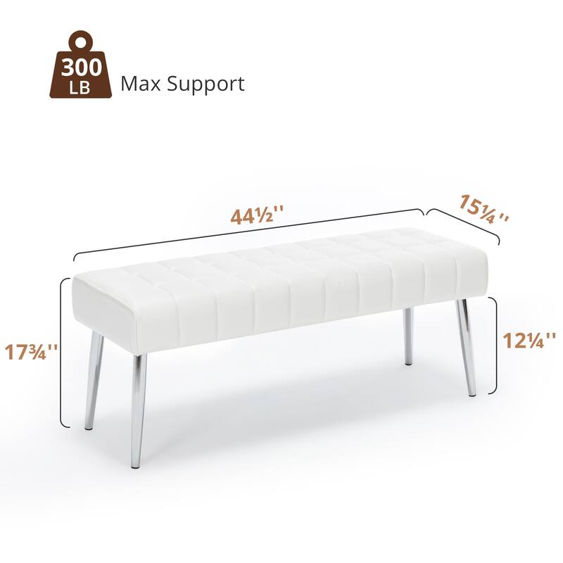 Upholstered Leather Entryway Bench, Bedroom Bench for End of Bed - 44.5"L