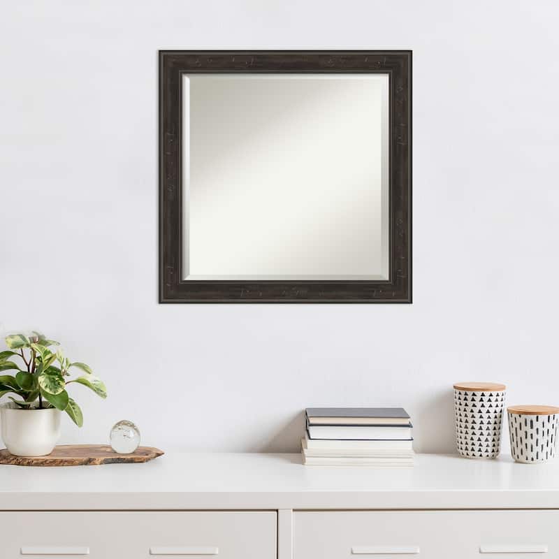 Beveled Wall Mirror - Shipwreck Black Narrow Frame