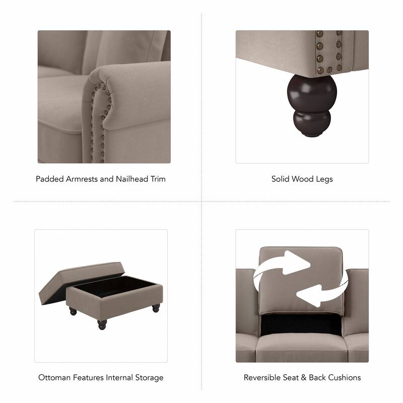Bush Furniture Coventry Living Room Accent Chair with Ottoman Set