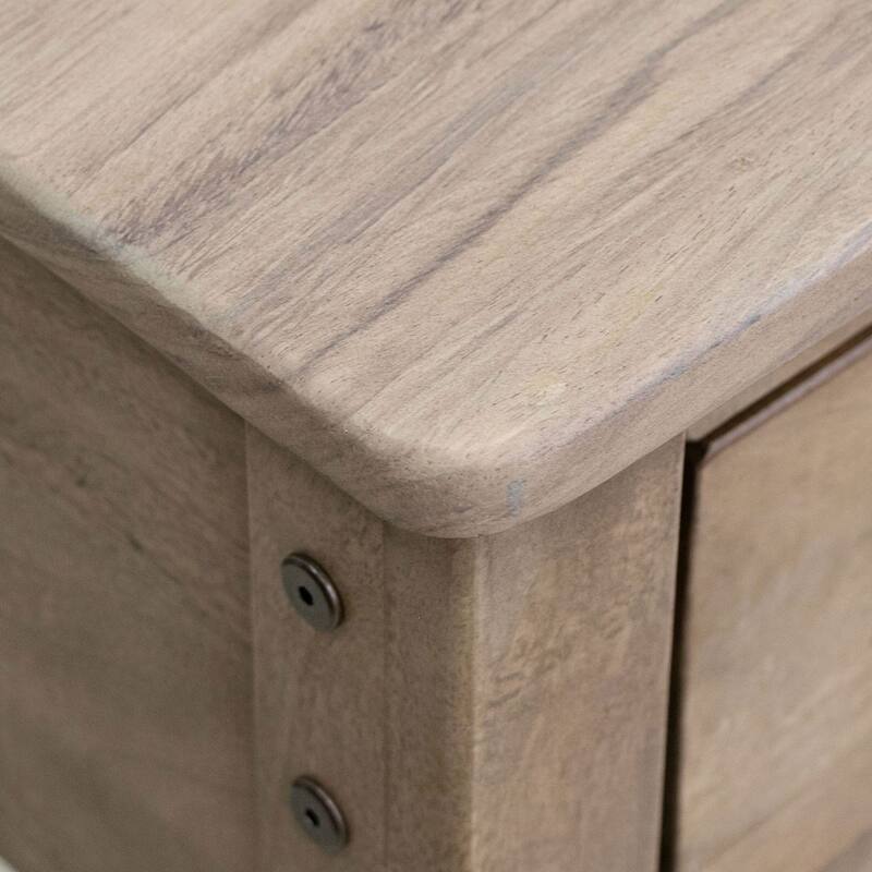 Umey 53 Inch Coffee Table, 2 Drawers, Light Natural Brown Wood Frame