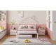 preview thumbnail 18 of 16, Pink Full Size Metal Platform Bed with trundle, House-Shaped Headboard Design for Kids, Boys and Girls