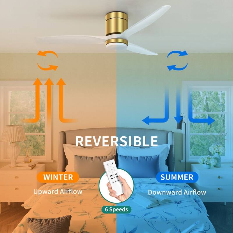 Moasis 52" LED Ceiling Fan Light with 3 Solid Wood Blades