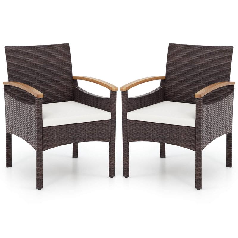 Gymax 4 PCS Dining Chairs w/ Acacia Wood Armrest Heavy Duty Metal