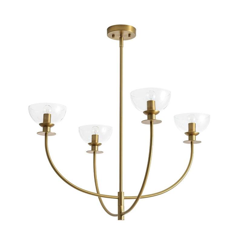 Modern 4-Light Cup Shape Clear Glass Arc Metal Chandelier - 29.7 in