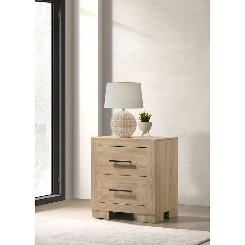 Arielle 2-drawer Bedroom Nightstand with Casters Light Oak