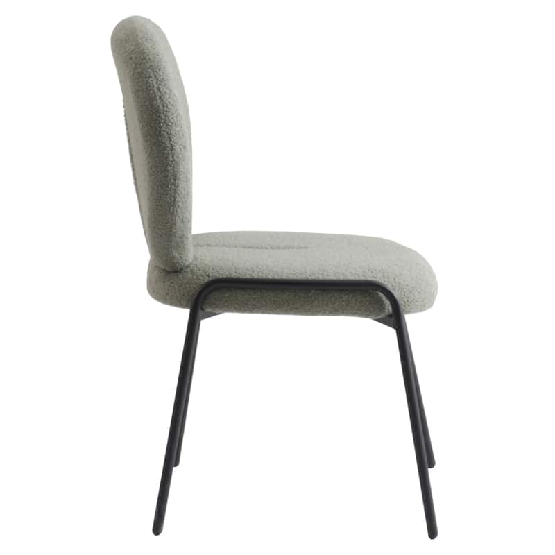 Celestial Modern Boucle Dining Chairs - Upholstered Accent Side Chairs with Black Powder-Coated Iron Frame Set of 4