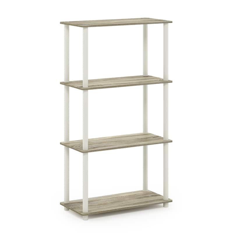 4 Tiers Wood Household Shelving Unit in Oak/White (23.6 in. W x 43.25 in. H x 11.6 in. D) - 23.6
