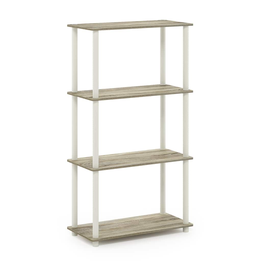 4 Tiers Wood Household Shelving Unit in Oak/White (23.6 in. W x 43.25 in. H x 11.6 in. D) - 23.6