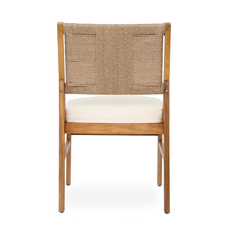 Christopher Knight Home - Arly Outdoor Solid Wood & Wicker Dining Chair Set with Cushions (Set of 2)